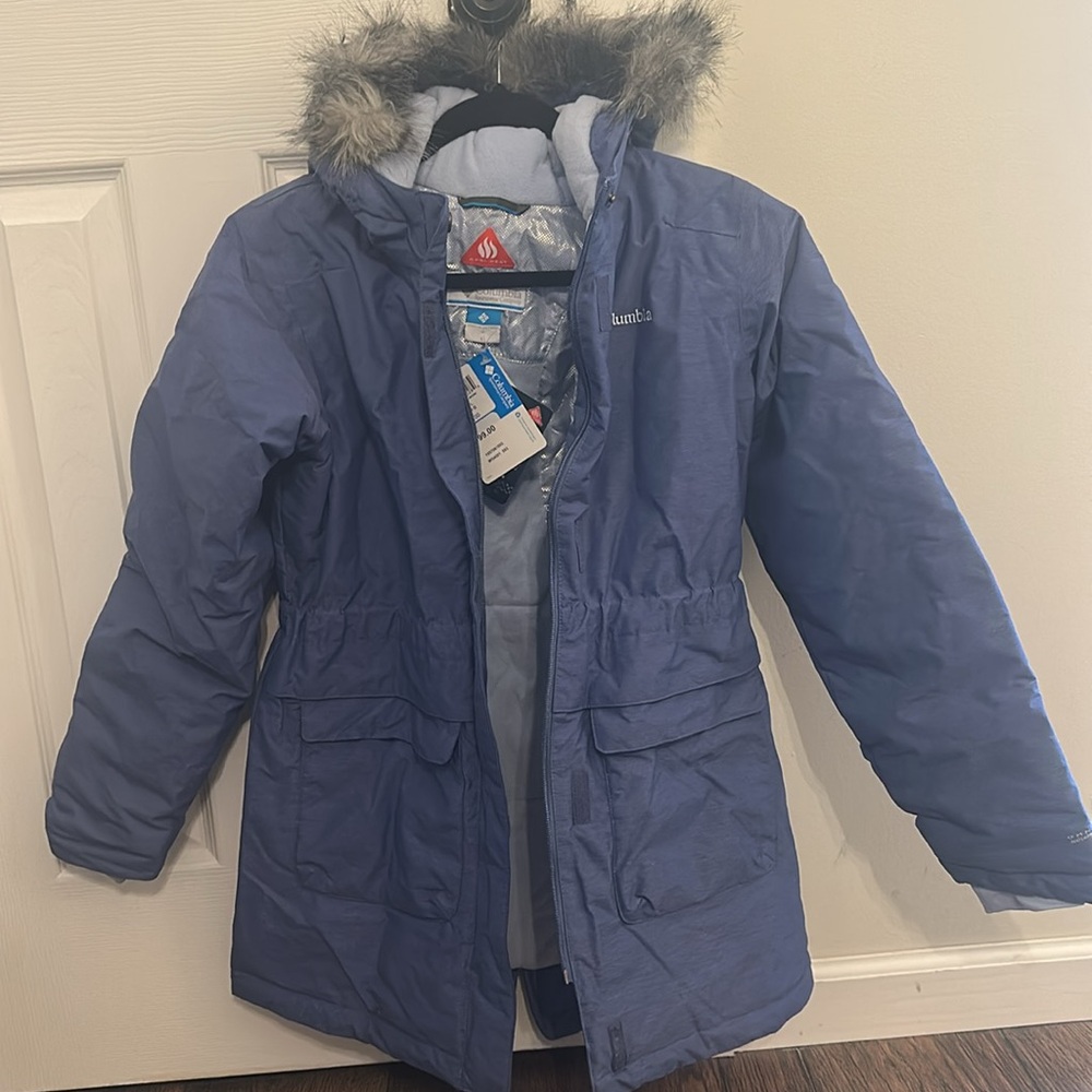 Columbia Blue Hooded Jacket- kids large
